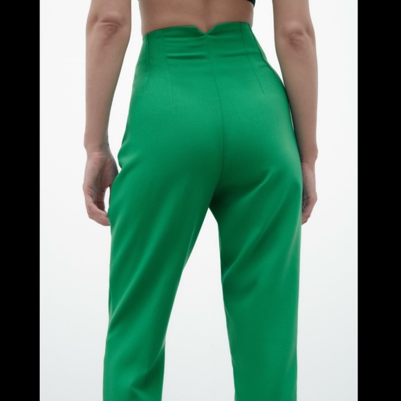 Zara green high rise pants - Picture 2 of 4